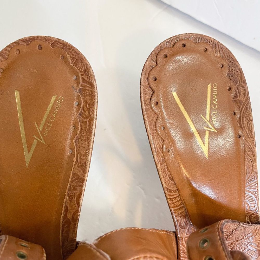 VINCE CAMUTO POINTY TOE BROWN LEATHER SLINGBACK PUMPS SZ 10 - Picture 4 of 8